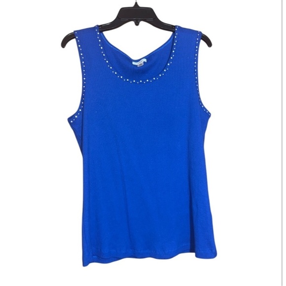 Hannah Tops - Blue Sleeveless Top with Studded Details size XL